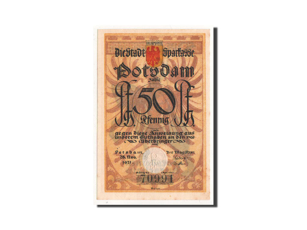 Banknote, Germany, Potsdam, 50 Pfennig, cavalier, 1921, 1921-11-28, UNC(65-70)