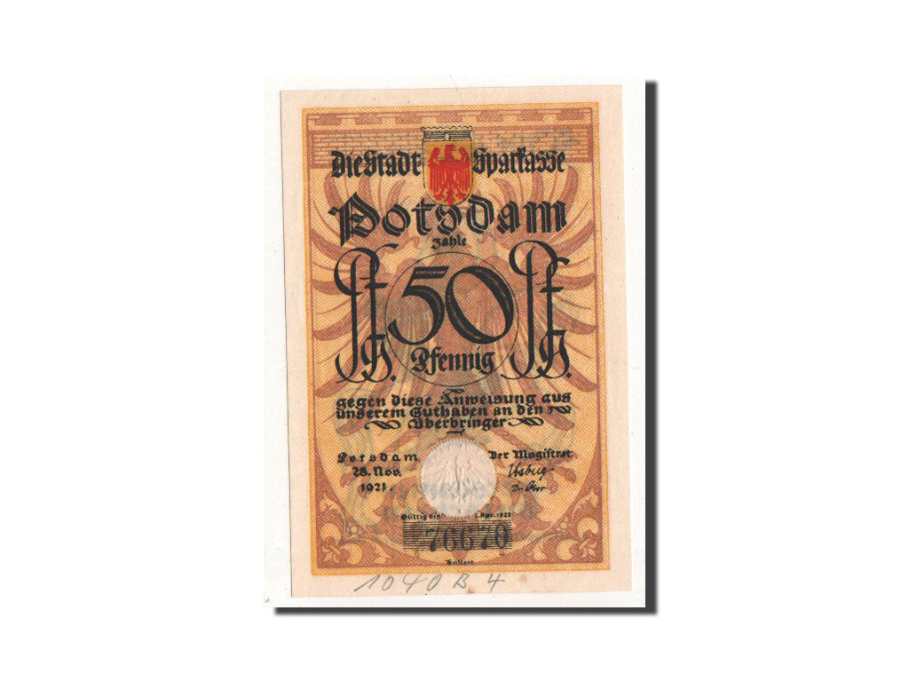 Billete, Alemania, Potsdam, 50 Pfennig, cavalier 1, 1921, 1921-11-28, UNC