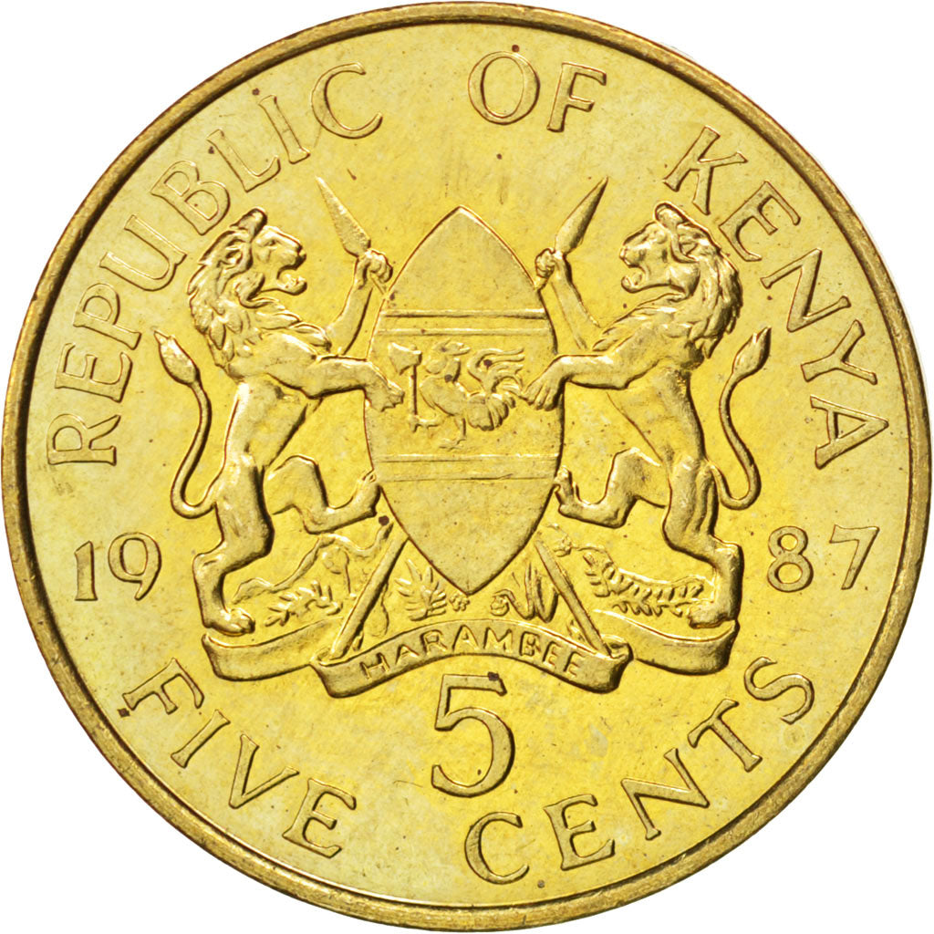 Coin, Kenya, 5 Cents, 1987, MS(63), Nickel-brass, KM:17