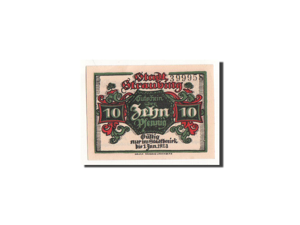 Billete, Alemania, Straubinger, 10 Pfennig, Ecusson, 1918, 1918-10-01, UNC