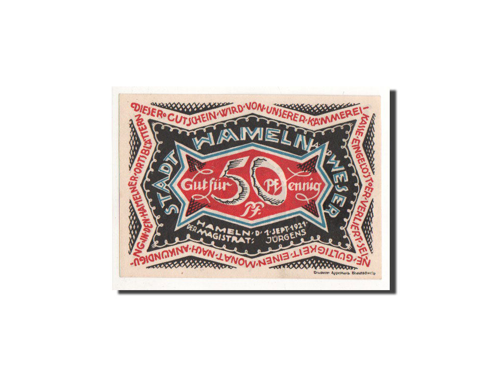 Banknote, Germany, Hameln, 50 Pfennig, personnage 1, 1921, 1921-09-01