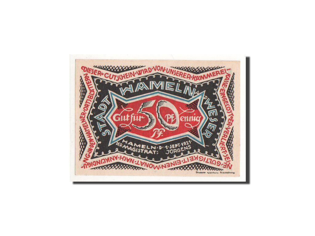 Banknote, Germany, Hameln, 50 Pfennig, personnage 2, 1921, 1921-09-01