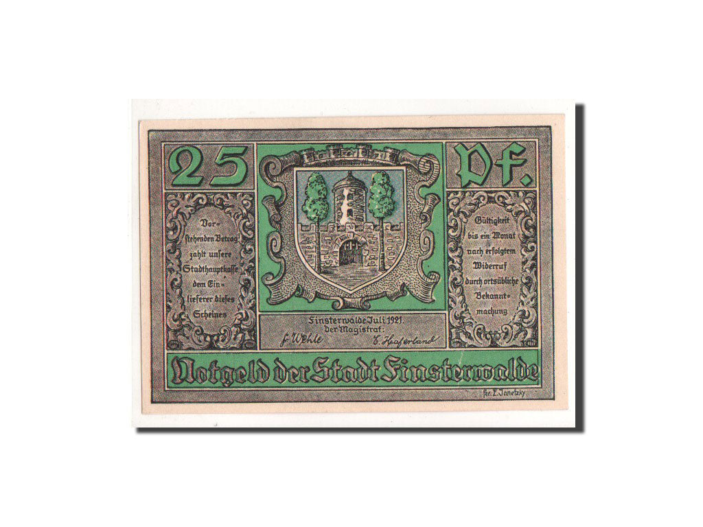 Banknote, Germany, Finsterwalde, 25 Pfennig, château, 1921, Undated