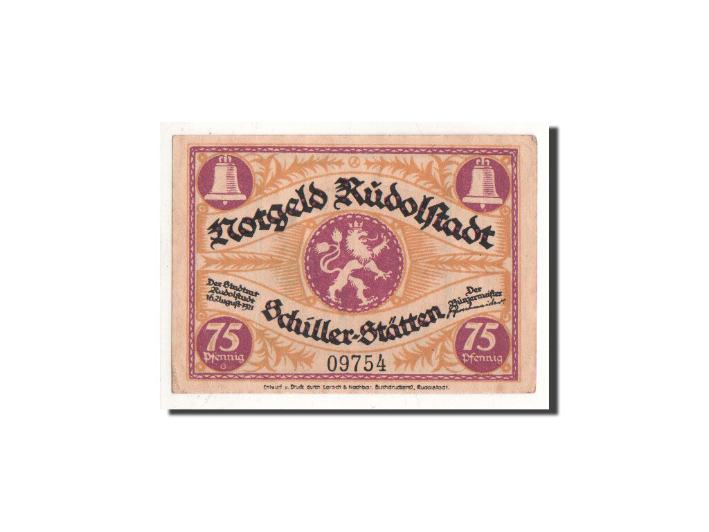 Banknote, Germany, Rudolstadt, 75 Pfennig, personnage, 1921, 1921-08-16