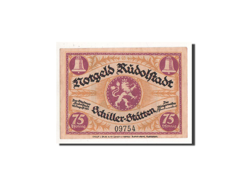 Geldschein, Deutschland, Rudolstadt, 75 Pfennig, personnage 1, 1921, 1921-08-16