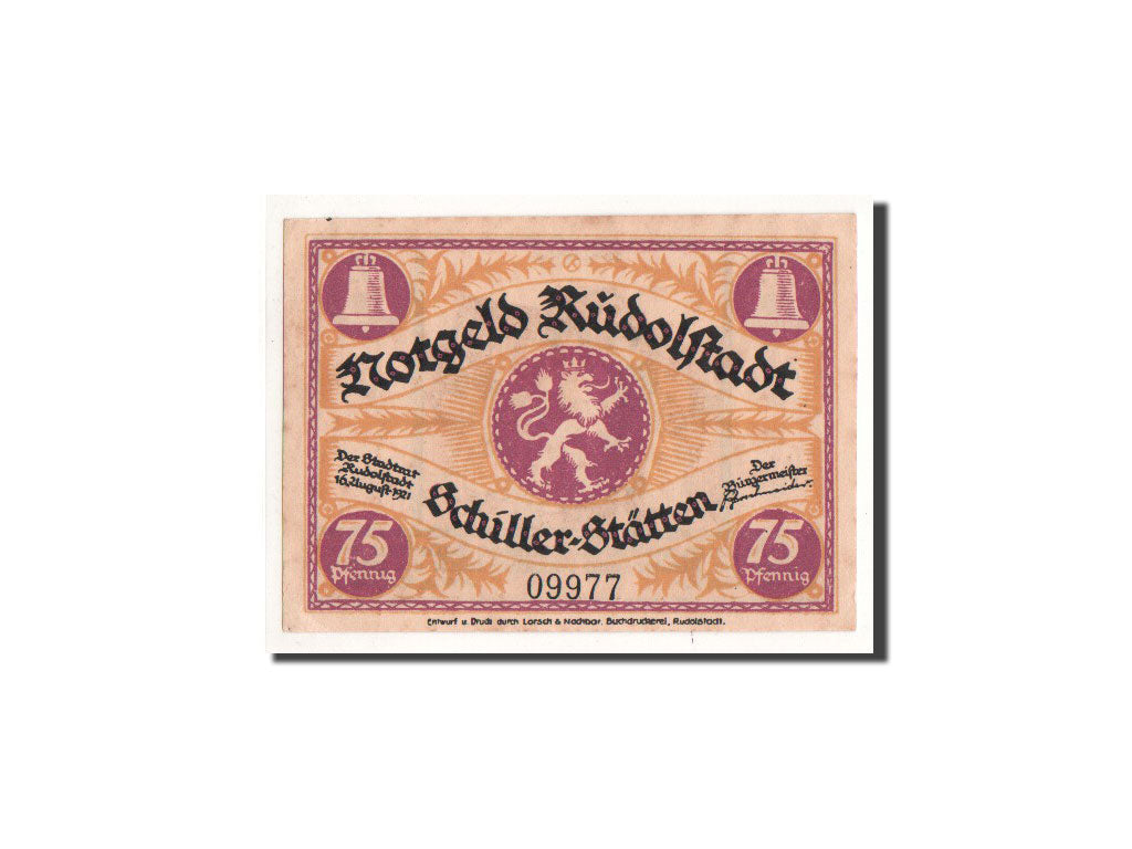 Banknote, Germany, Rudolstadt, 75 Pfennig, personnage 2, 1921, 1921-08-16