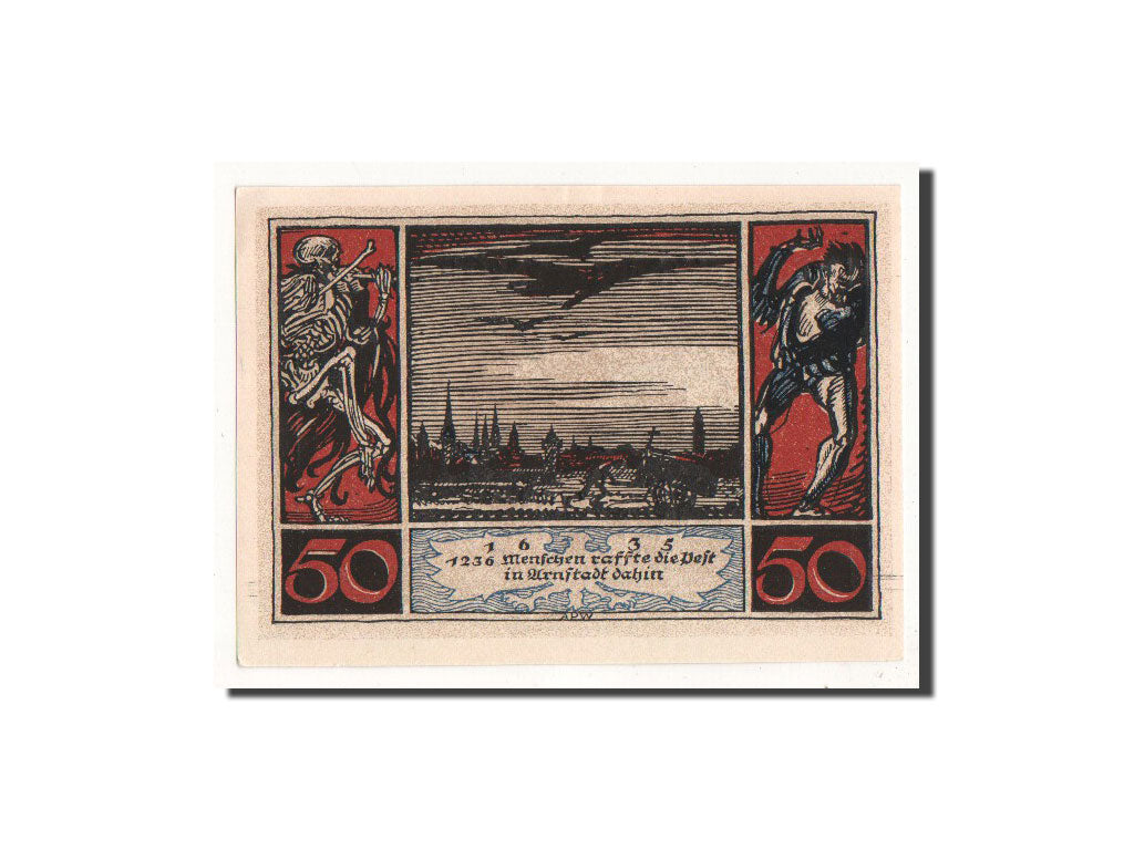Banknote, Germany, Arnstadt, 50 Pfennig, paysage, 1921, Undated, UNC(65-70)