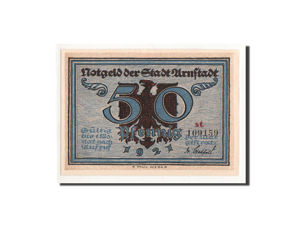 Geldschein, Deutschland, Arnstadt, 50 Pfennig, paysage 1, 1921, Undated, UNZ