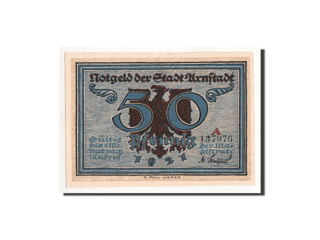 Banknote, Germany, Arnstadt, 50 Pfennig, personnage 1, 1921, Undated
