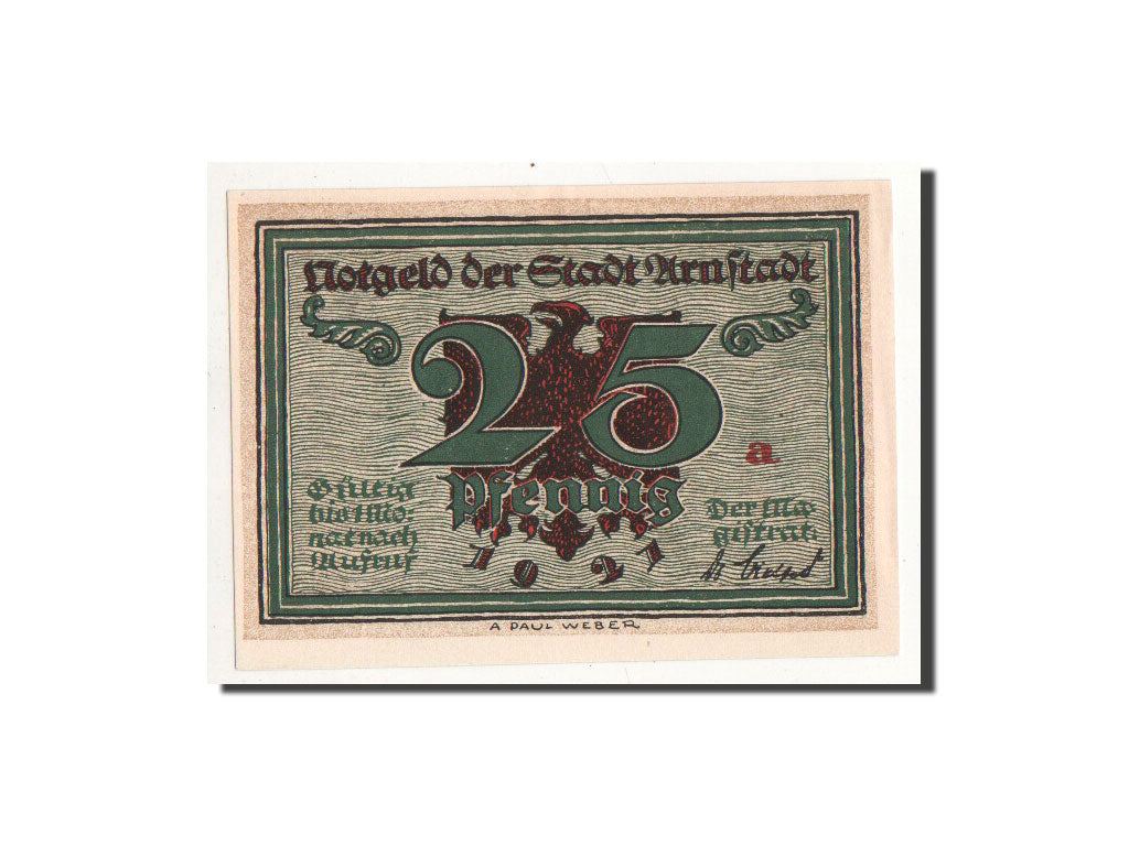 Banknote, Germany, Arnstadt, 25 Pfennig, portrait, 1921, Undated, UNC(65-70)