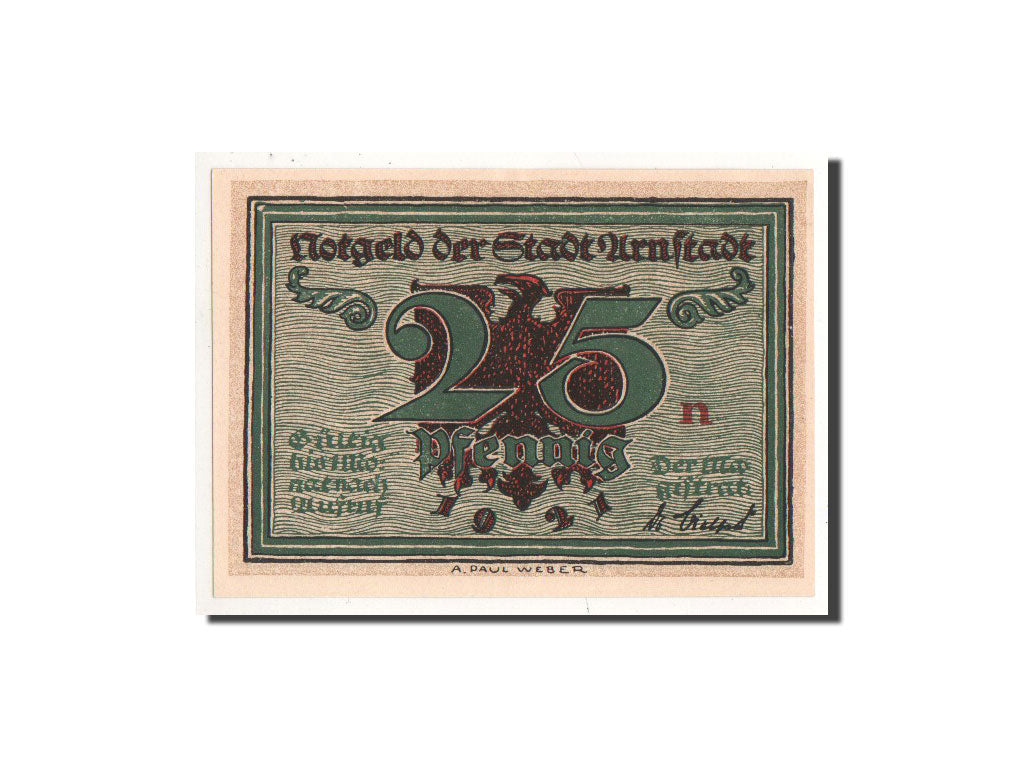Banknote, Germany, Arnstadt, 25 Pfennig, portrait 1, 1921, Undated, UNC(65-70)