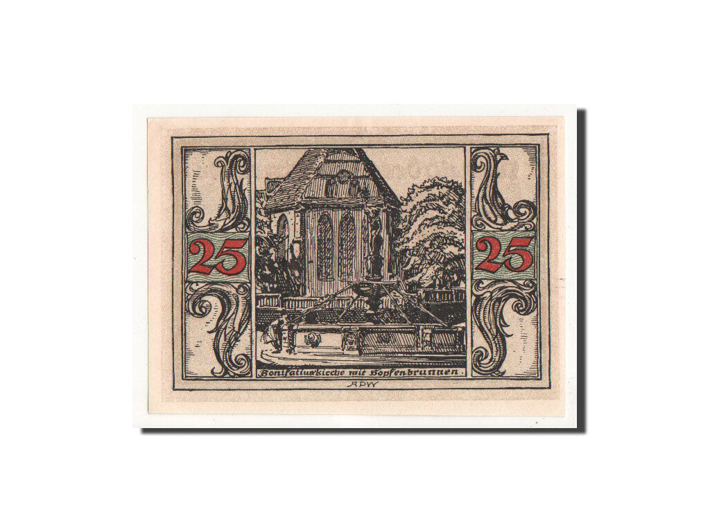 Banconote, Germania, Arnstadt, 25 Pfennig, fontaine, 1921, Undated, FDS