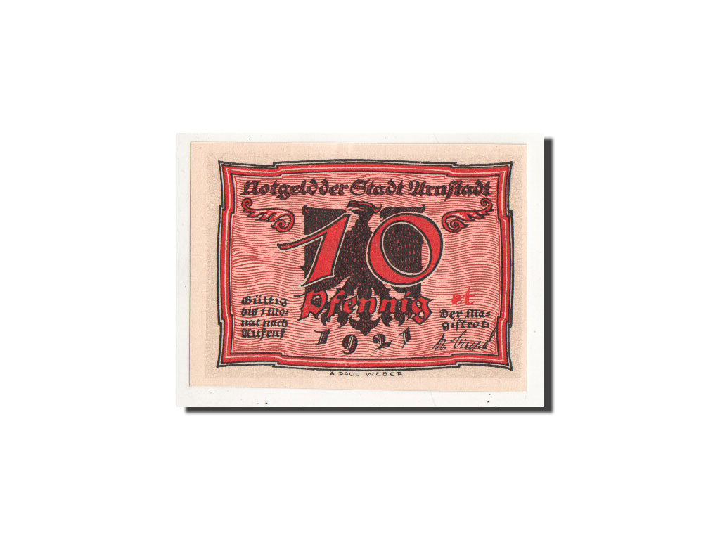Banknote, Germany, Arnstadt, 10 Pfennig, personnage 5, 1921, Undated
