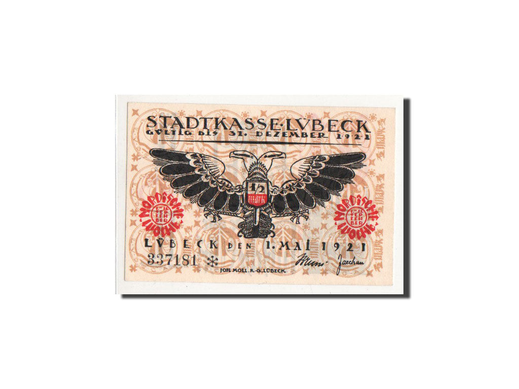 Banknote, Germany, Lübeck, 50 Pfennig, Eglise 1, 1921, 1921-05-01, UNC(65-70)