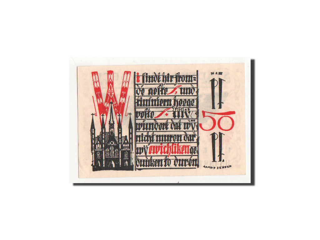 Banknote, Germany, Lübeck, 50 Pfennig, eglise 2, 1921, 1921-05-01, UNC(65-70)
