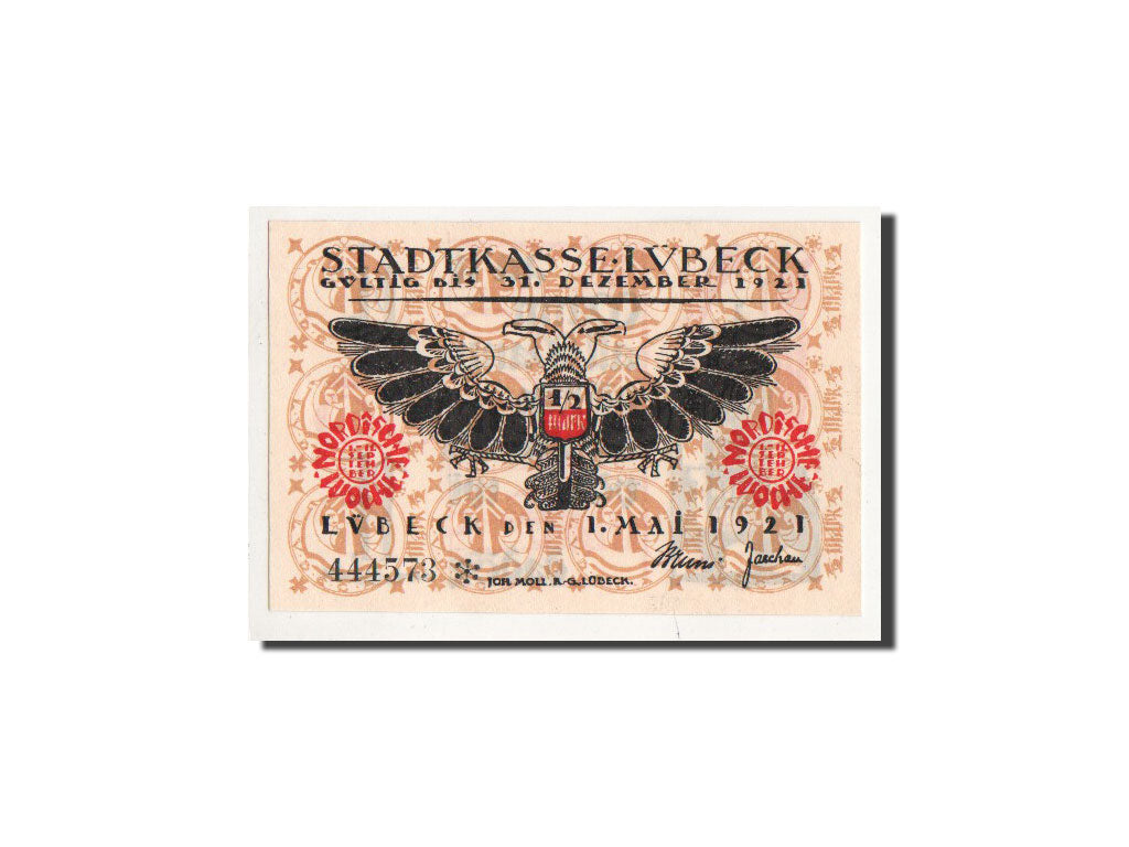 Banknote, Germany, Lübeck, 50 Pfennig, église 3, 1921, 1921-05-01, UNC(65-70)