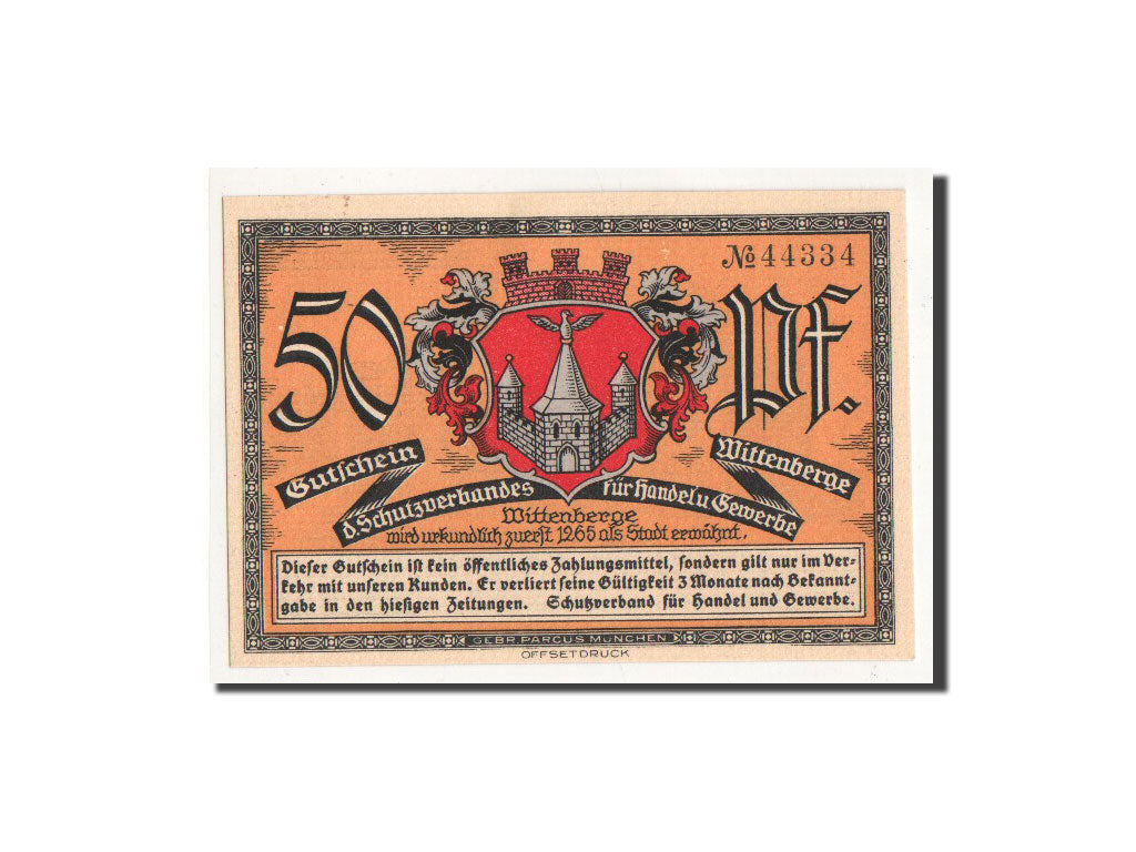 Biljet, Duitsland, Wittenberge, 50 Pfennig, eglise 2, O.D, Undated, NIEUW