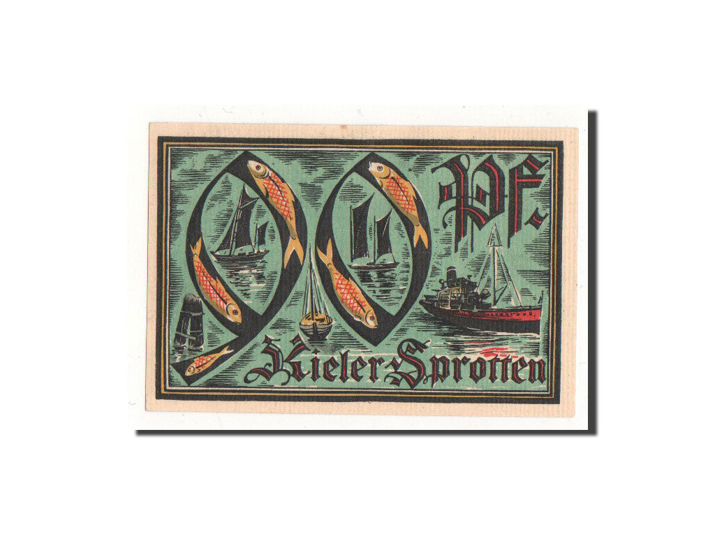 Banknot, Niemcy, Kiel, 90 Pfennig, bateau, 1921, 1921-09-10, UNC(65-70)
