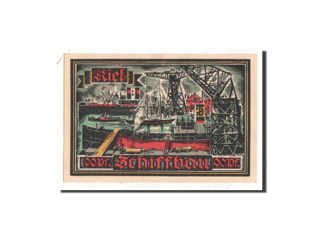 Banknot, Niemcy, Kiel, 90 Pfennig, bateau 1, 1921, 1921-09-10, UNC(65-70)