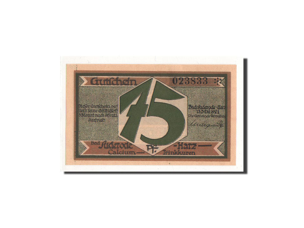 Banknote, Germany, Suderode im Harz, 75 Pfennig, personnage 2, 1921, 1921-05-13