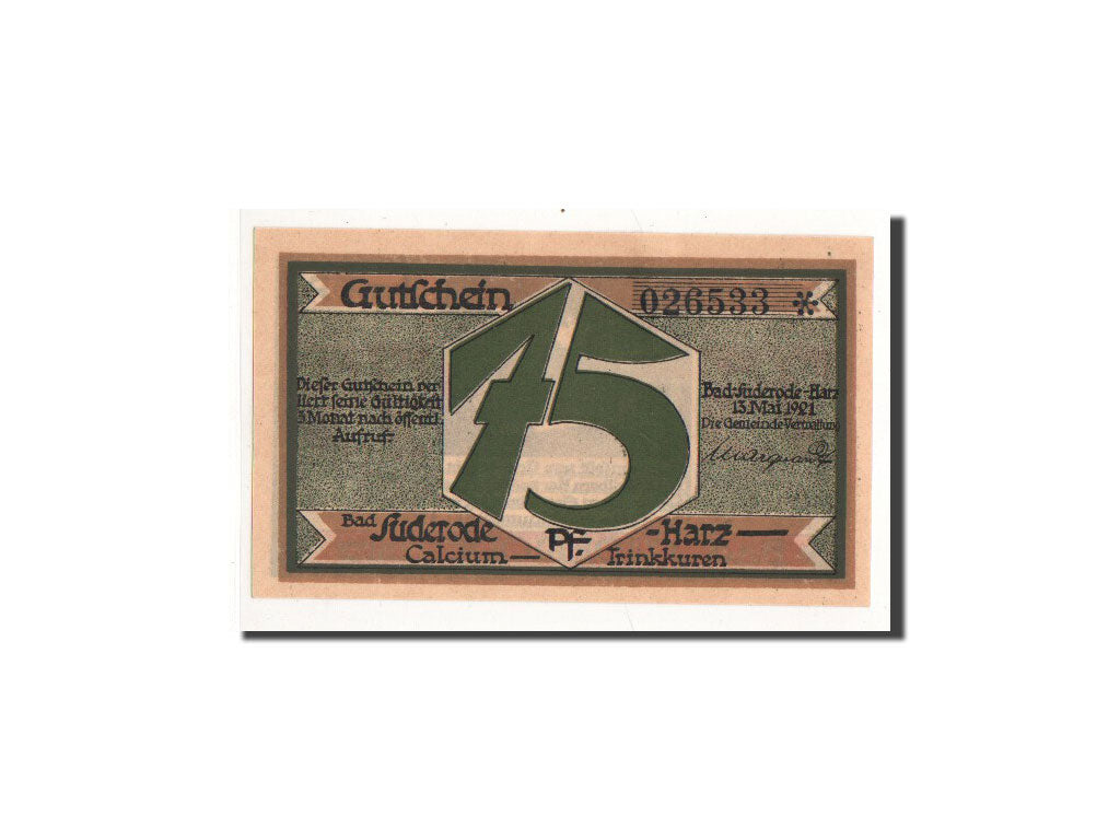 Banknote, Germany, Suderode im Harz, 75 Pfennig, paysage, 1921, 1921-05-13