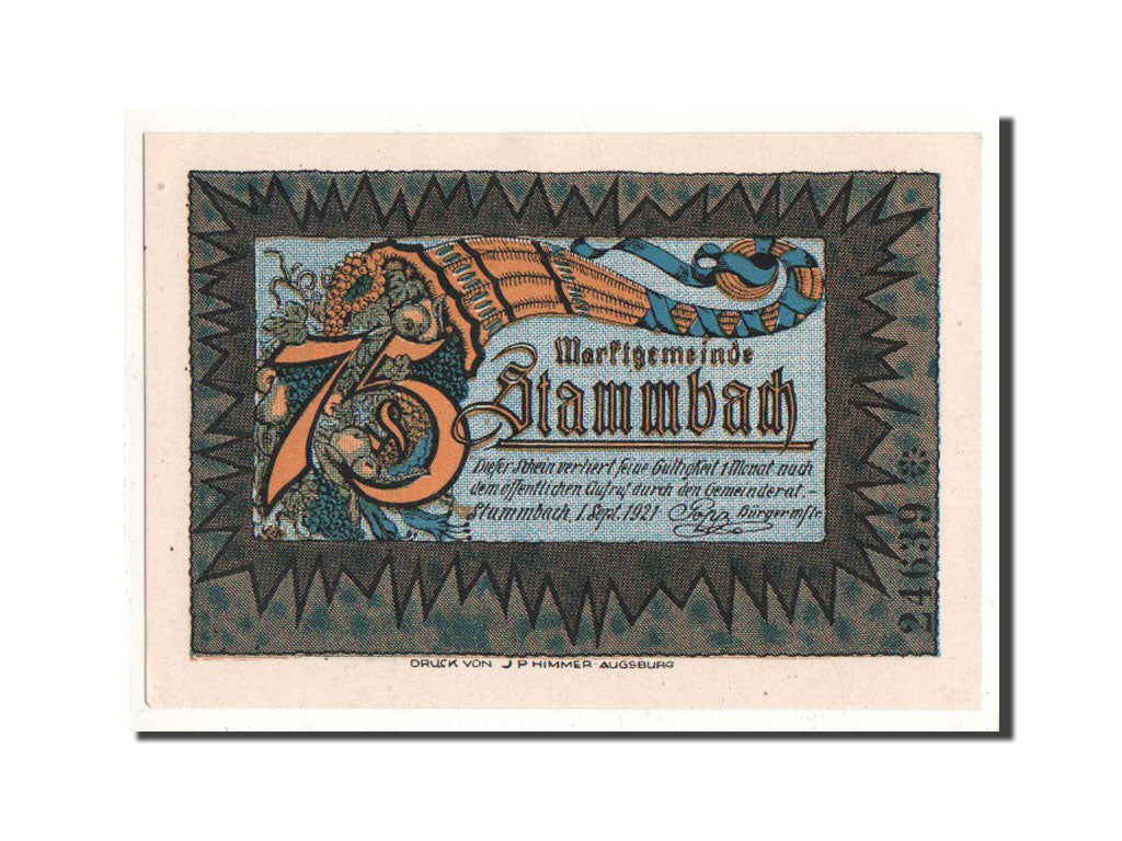 Banknote, Germany, Stammbach, 75 Pfennig, personnage 2, 1921, 1921-09-01