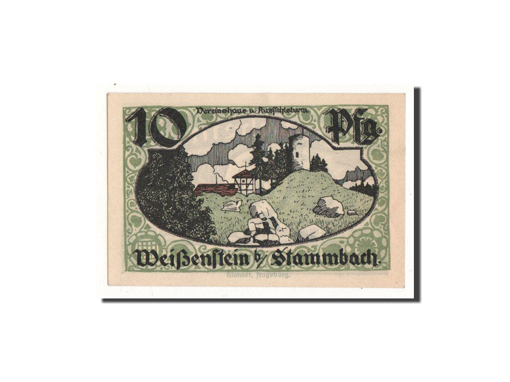 Banconote, Germania, Stammbach, 10 Pfennig, paysage, 1921, 1921-07-01, FDS