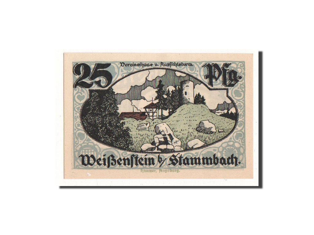 Banconote, Germania, Stammbach, 25 Pfennig, paysage, 1921, 1921-07-01, FDS