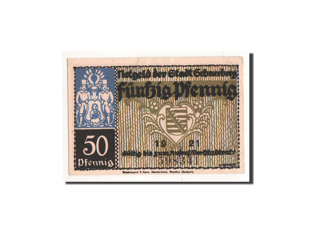 Banknote, Germany, Schneeberg, 50 Pfennig, paysage, 1921, Undated, UNC(65-70)