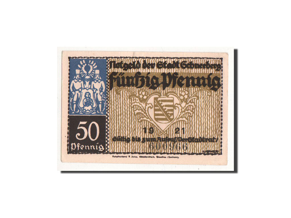 Banconote, Germania, Schneeberg, 50 Pfennig, Eglise, 1921, Undated, FDS