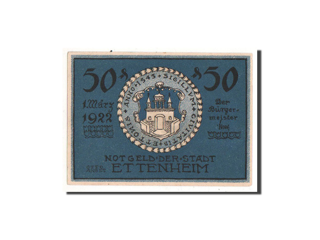 Geldschein, Deutschland, Ettenheim Stadt, 50 Pfennig, paysage 1, 1922