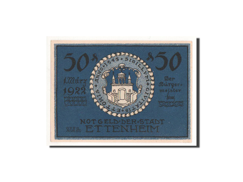 Geldschein, Deutschland, Ettenheim Stadt, 50 Pfennig, portrait 1, 1922