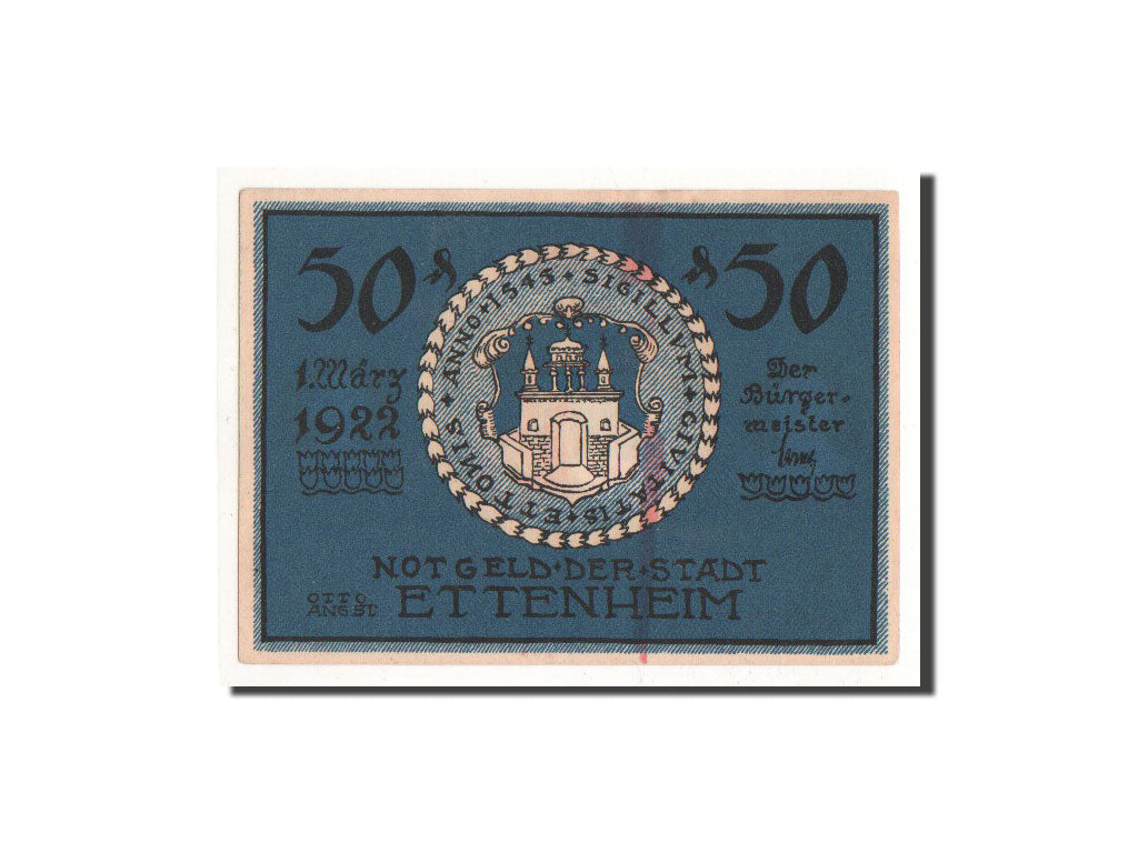 Banknote, Germany, Ettenheim Stadt, 50 Pfennig, Ecusson, 1922, 1922-03-01