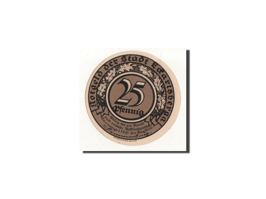 Geldschein, Deutschland, Eckartsberga Thur. Stadt, 25 Pfennig, Citation 2, 1921