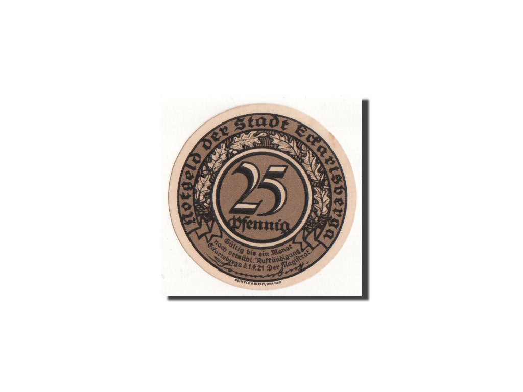 Banconote, Germania, Eckartsberga Thur. Stadt, 25 Pfennig, Citation 3, 1921