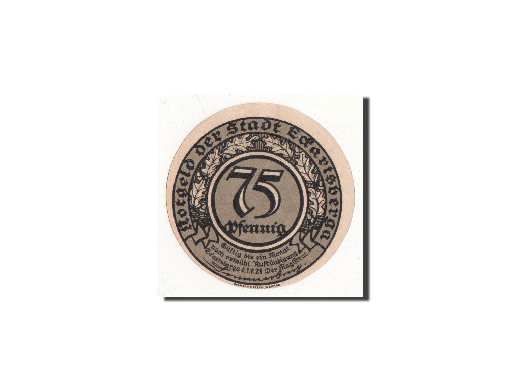 Banconote, Germania, Eckartsberga Thur. Stadt, 75 Pfennig, portrait 1, 1921