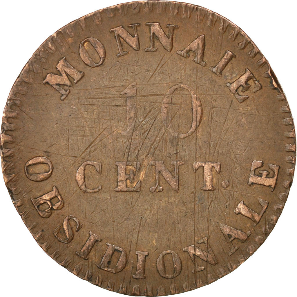Moneta, STATI FRANCESI, ANTWERP, 10 Centimes, 1814, Anvers, MB, Bronzo, KM:5.2