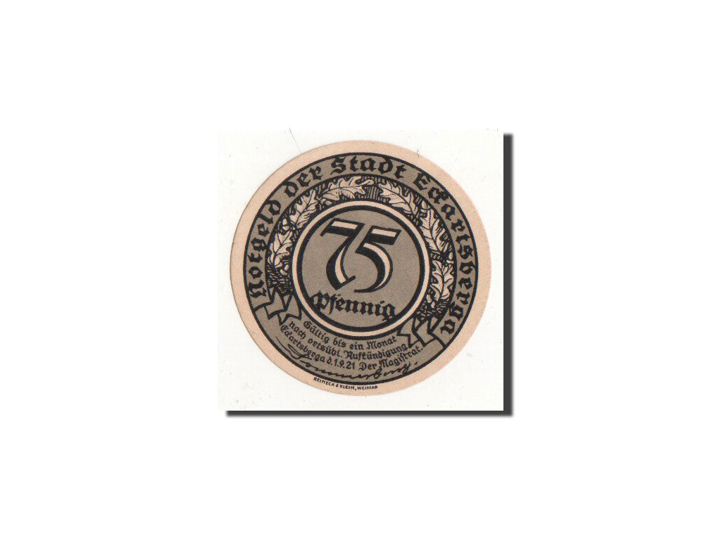 Geldschein, Deutschland, Eckartsberga Thur. Stadt, 75 Pfennig, portrait 2, 1921