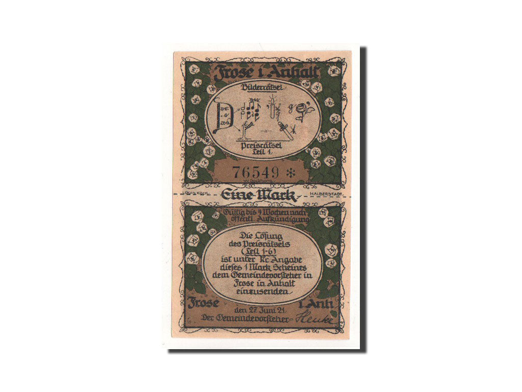 Banknote, Germany, Frose, 50 Pfennig, monastère, 1921, 1921-06-27, UNC(65-70)