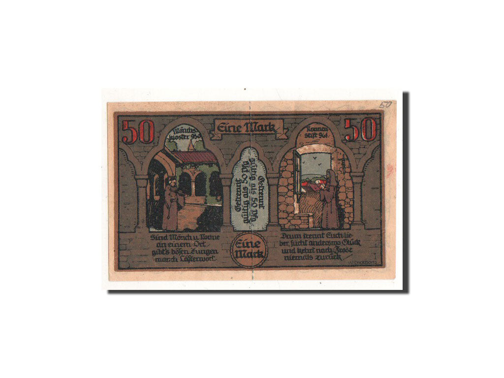 Banknote, Germany, Frose, 50 Pfennig, monastère, 1921, 1921-06-27, UNC(65-70)