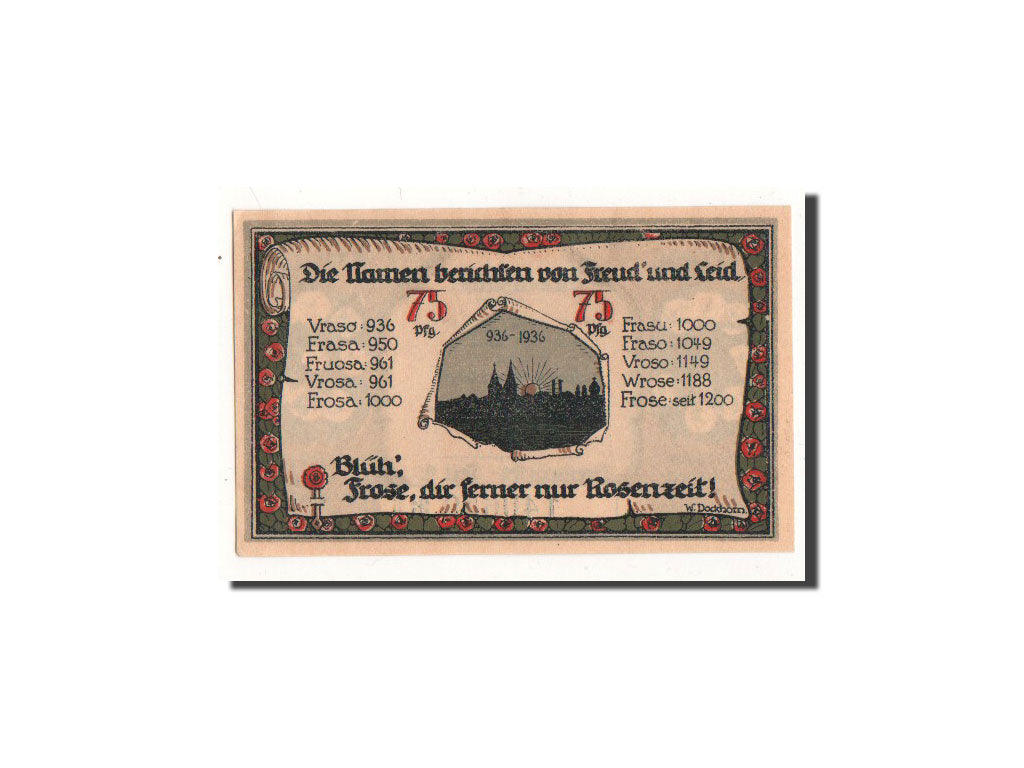 Banknote, Germany, Frose, 75 Pfennig, paysage, 1921, 1921-06-27, UNC(65-70)