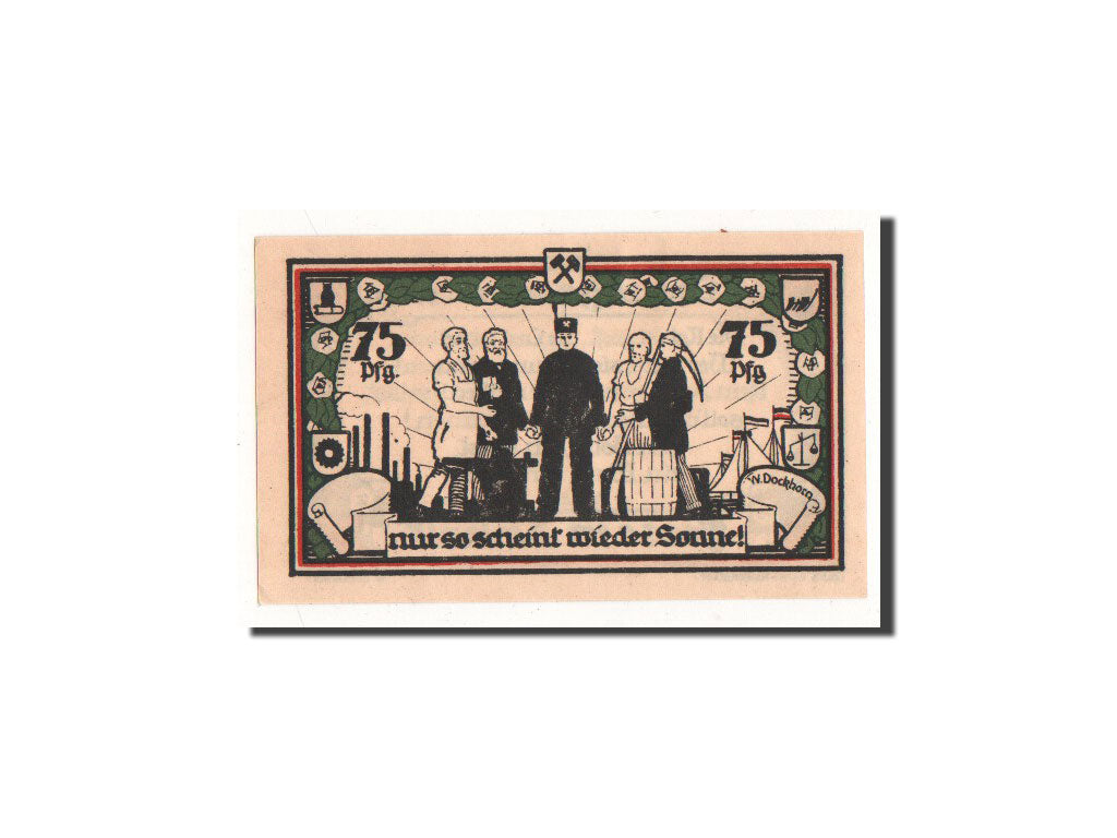 Billete, Alemania, Frose, 75 Pfennig, personnage, 1921, 1921-06-27, UNC