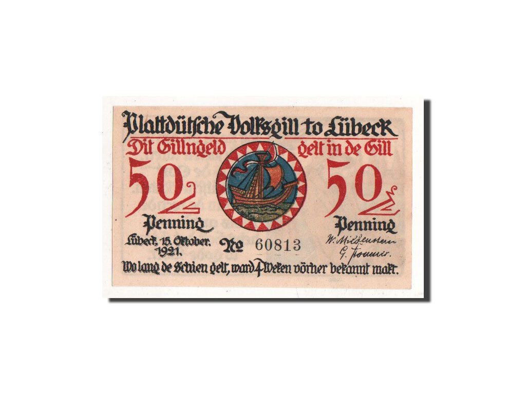 Banknote, Germany, Lübeck, 50 Pfennig, personnage, 1921, 1921-10-15