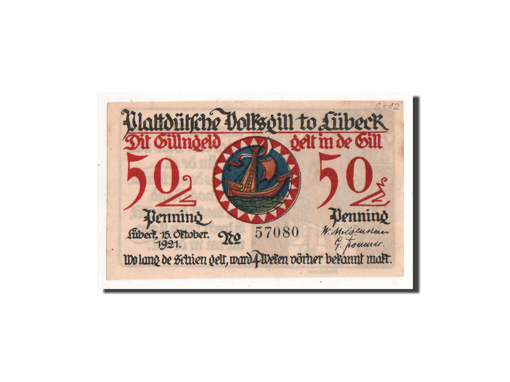 Geldschein, Deutschland, Lübeck, 50 Pfennig, personnage 1, 1921, 1921-10-15