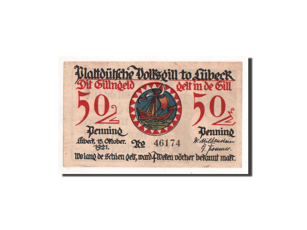 Banknote, Germany, Lübeck, 50 Pfennig, personnage 2, 1921, 1921-10-15