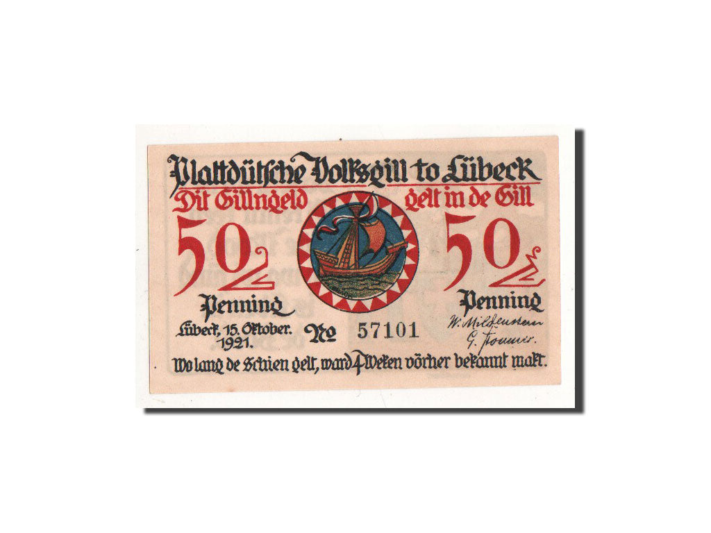 Geldschein, Deutschland, Lübeck, 50 Pfennig, personnage 3, 1921, 1921-10-15