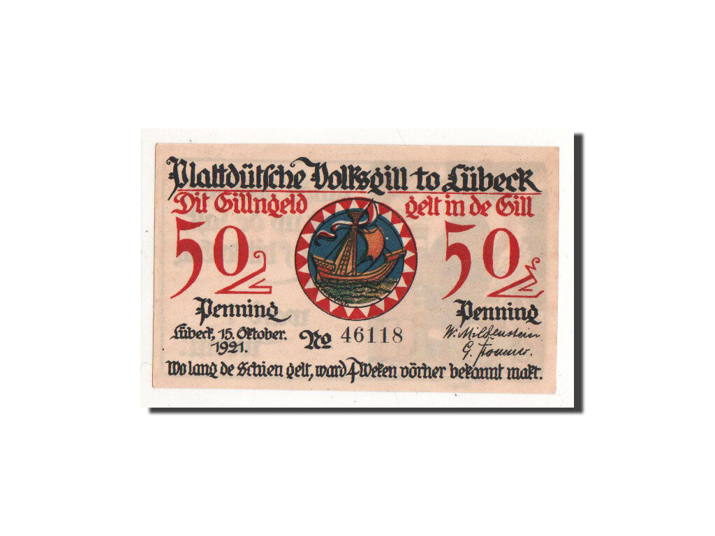 Geldschein, Deutschland, Lübeck, 50 Pfennig, personnage 5, 1921, 1921-10-15