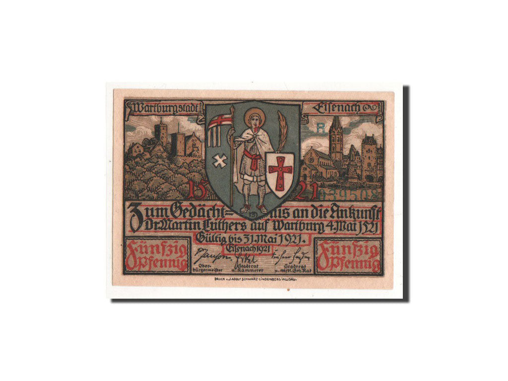 Banknote, Germany, Eisenach Stadt, 50 Pfennig, Maison, 1921, Undated