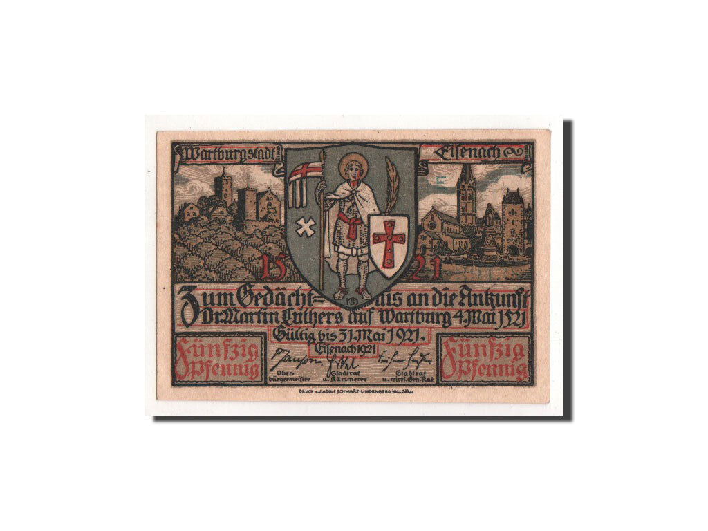 Banknote, Germany, Eisenach Stadt, 50 Pfennig, personnage, 1921, Undated