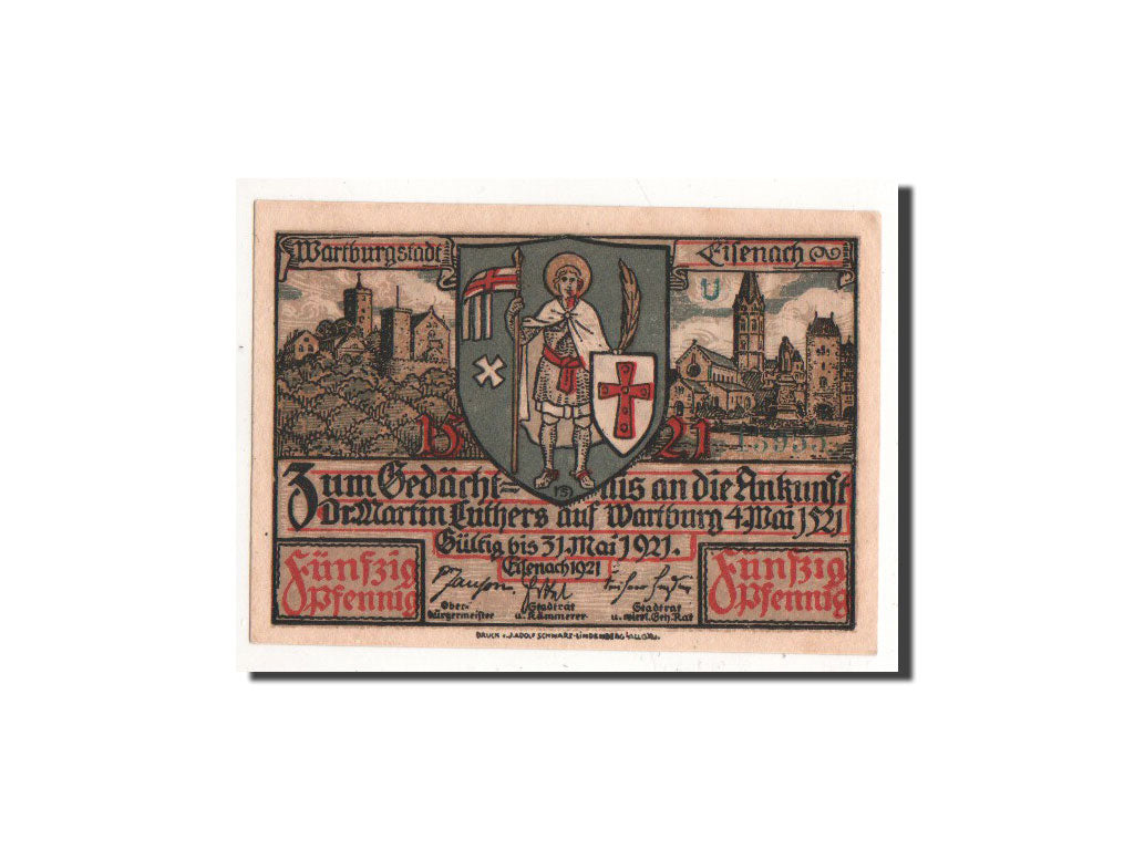 Banknote, Germany, Eisenach Stadt, 50 Pfennig, personnage 3, 1921, Undated